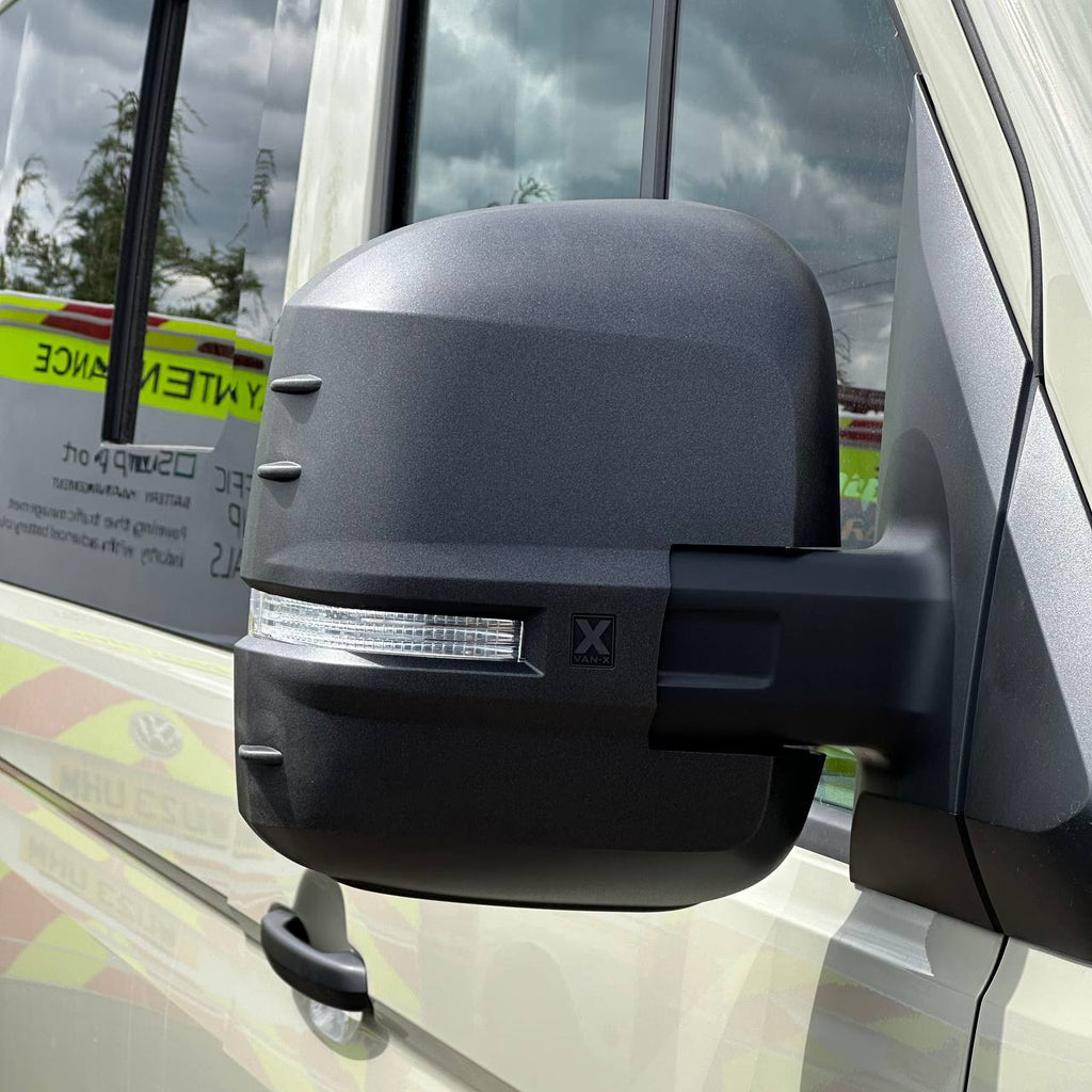 For MAN TGE Wing Mirror Covers Hammerite Set of 2 Mirror Cap Styling Upgrade - Van-X