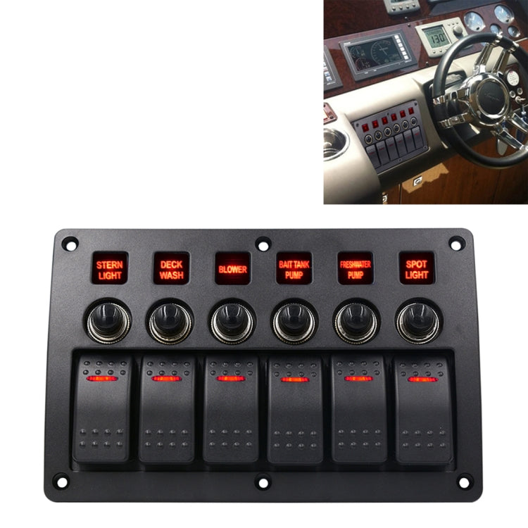 6-Way IP65 12V/24V Switch Panel with Projector Symbols