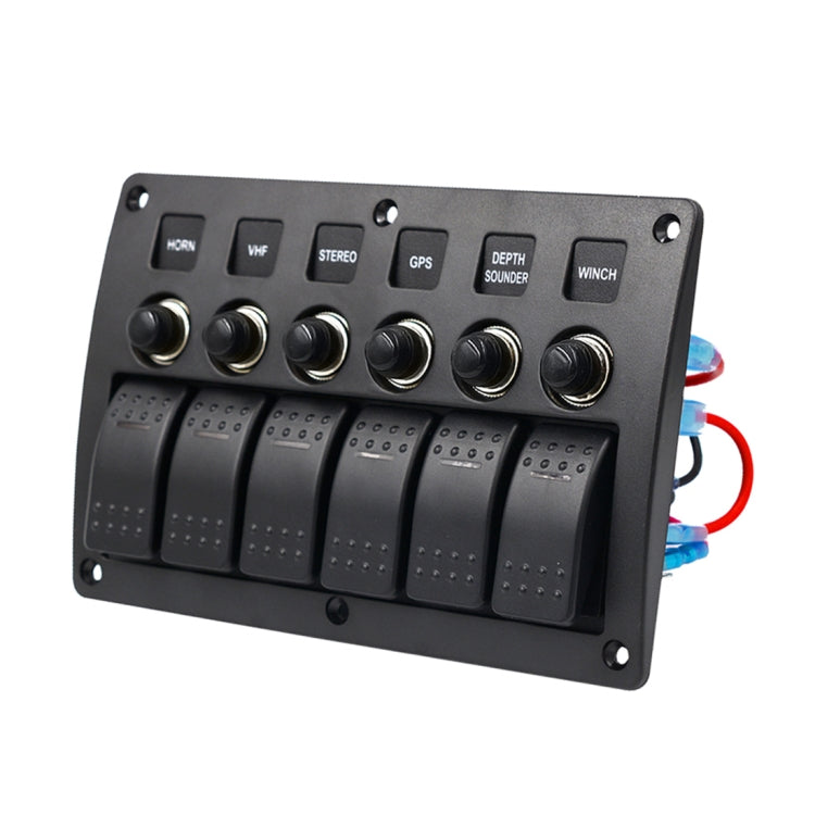 6-Way IP65 12V/24V Switch Panel with Projector Symbols
