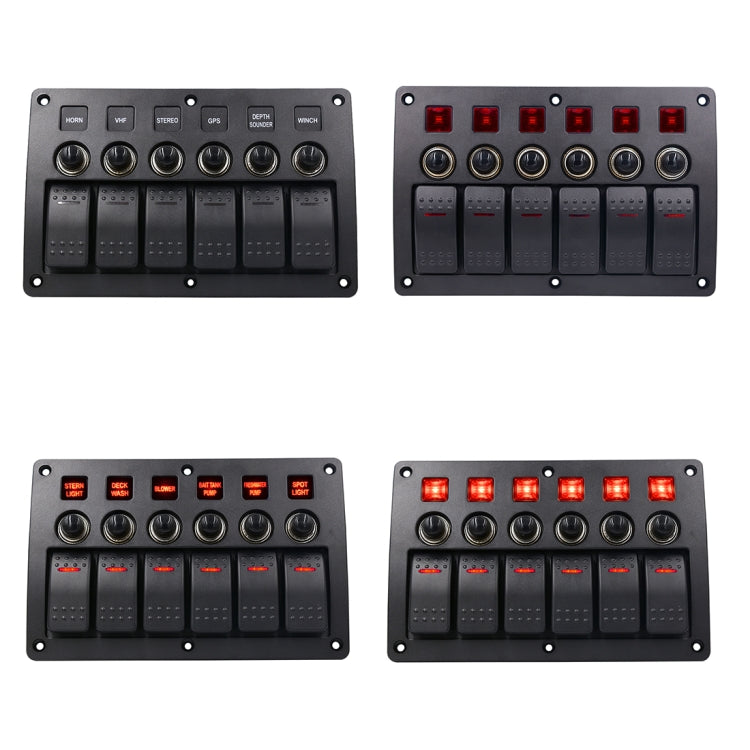 6-Way IP65 12V/24V Switch Panel with Projector Symbols