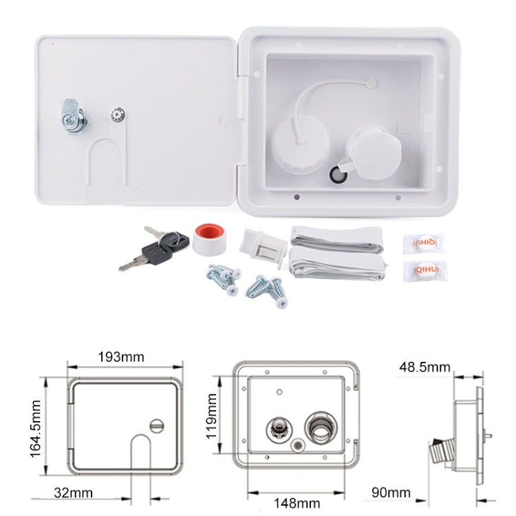 Lockable Campervan Fresh-Water Filler Inlet – White