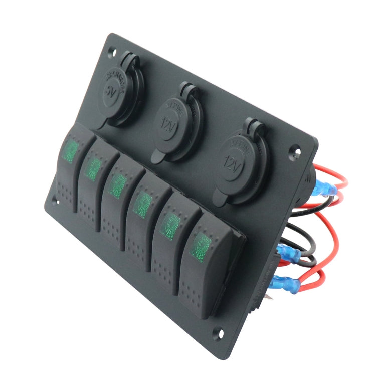 6-Way 12V/24V Switch Panel with Dual USB Charger