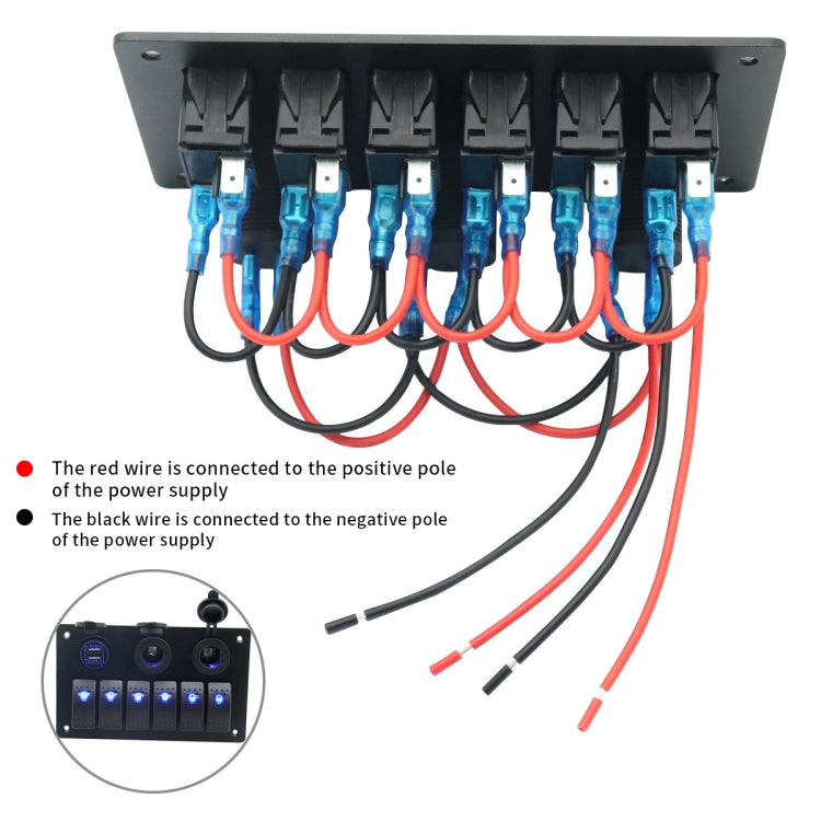 6-Way 12V/24V Switch Panel with Dual USB Charger