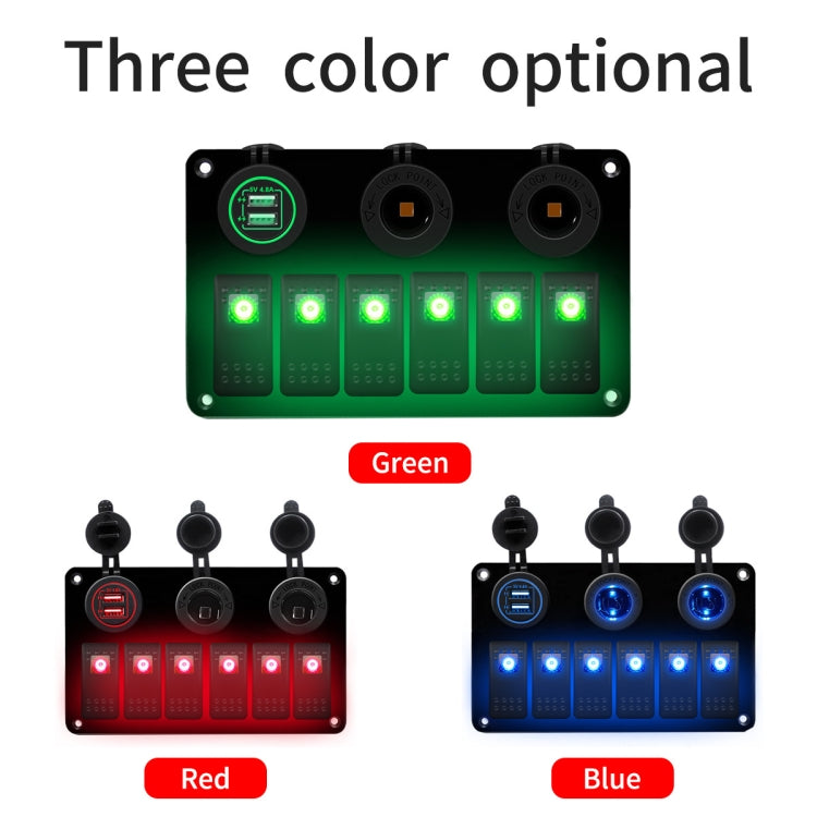 6-Way 12V/24V Switch Panel with Dual USB Charger