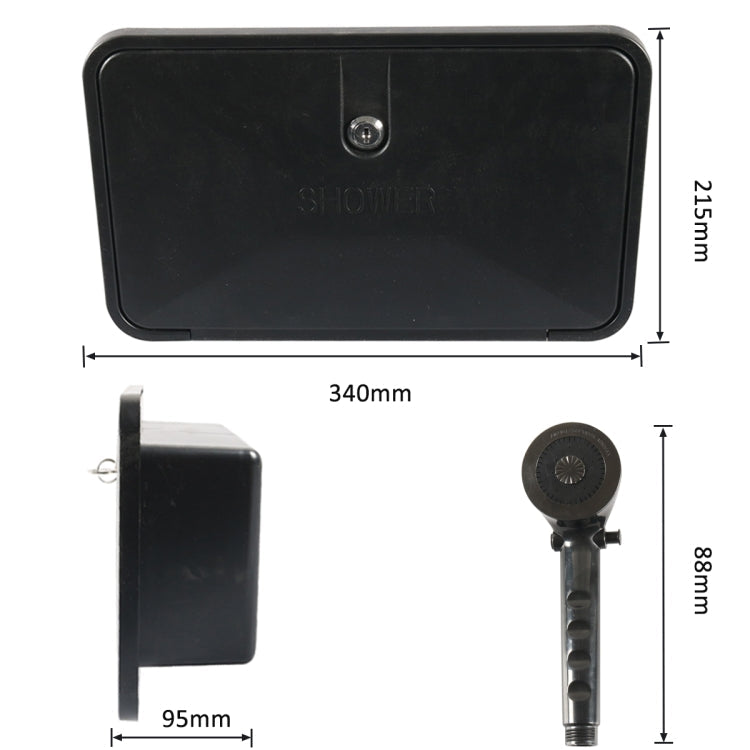 RV External Shower Box with Hot & Cold Mixer – Black