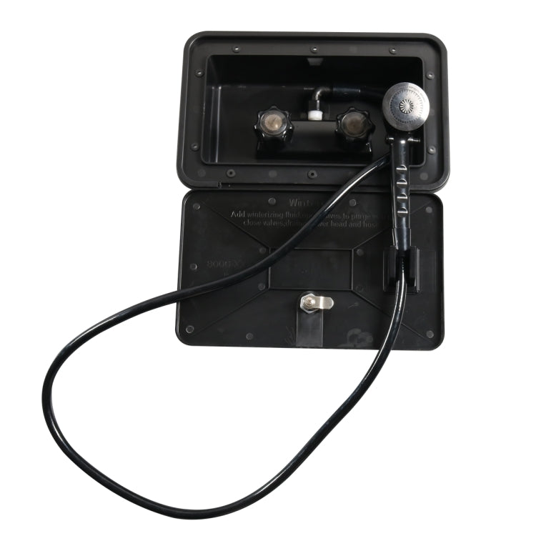 RV External Shower Box with Hot & Cold Mixer – Black