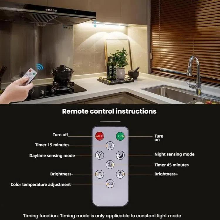 Rechargeable LED Motion-Sensor Cabinet Light Bar with Remote