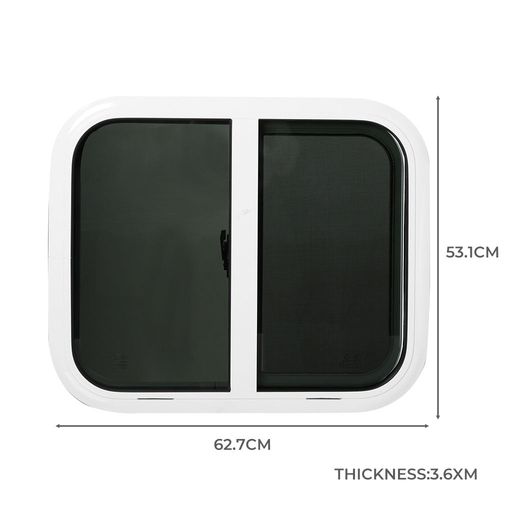 600 x 500mm Sliding Campervan Window with Flyscreen – White